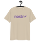 Front view of a dersert dust colored bitcoin t-shirt.