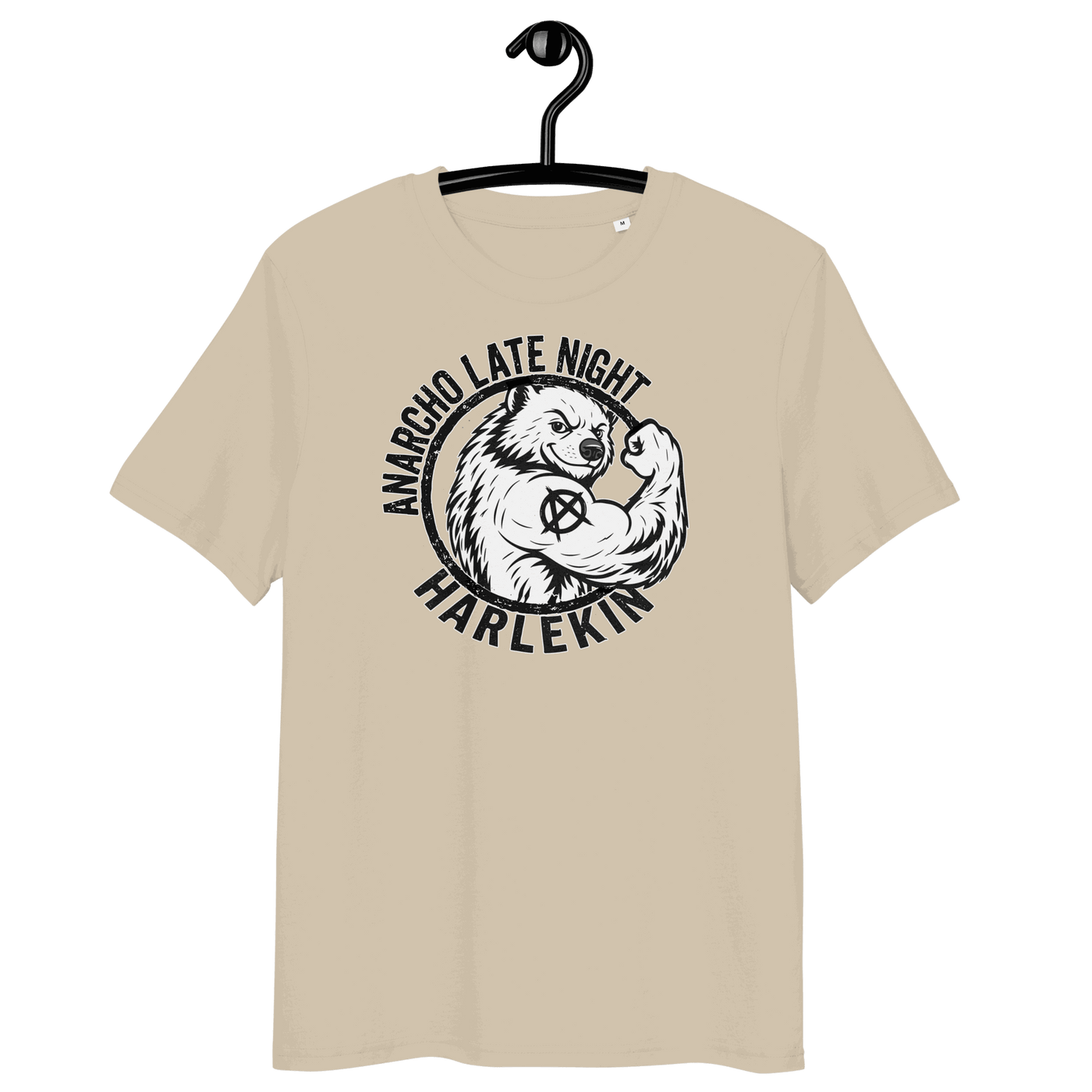 Anarcho Late Night t-shirt with organic cotton and sustainable certifications logos