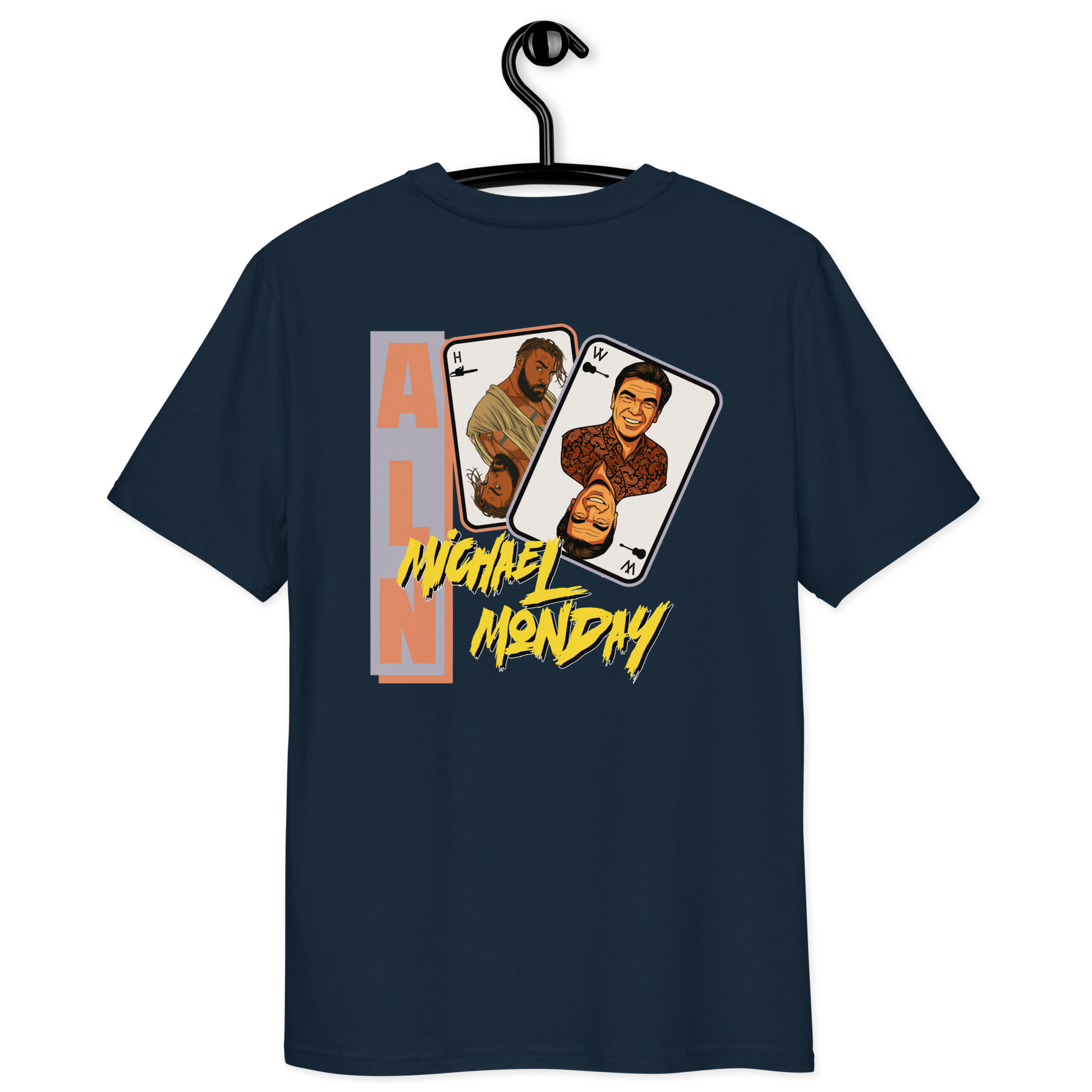 Back view of a navy colored aln t-shirt.