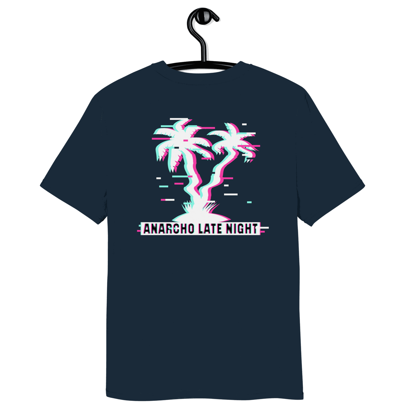 Certification logos for organic cotton and vegan standards on Anarcho Late Night Betrüger t-shirt product page