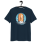 Front view of a navy colored bitcoin t-shirt.