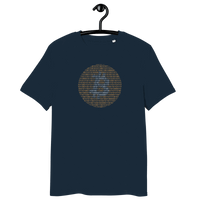 Organic cotton Bitcoin Binary t-shirt with sustainability certification logos