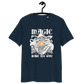 Front view of a navy colored bitcoin t-shirt.