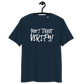 Front view of a navy colored bitcoin t-shirt.