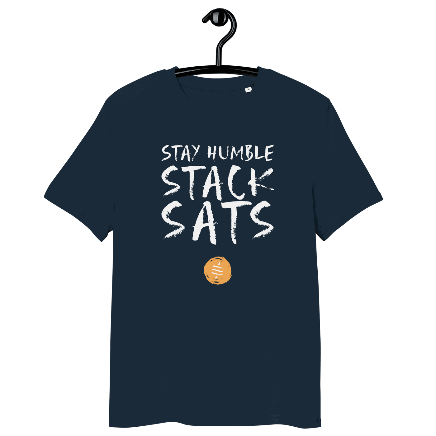 Organic cotton "Stay Humble Stack Sats" Bitcoin t-shirt with eco-friendly certifications