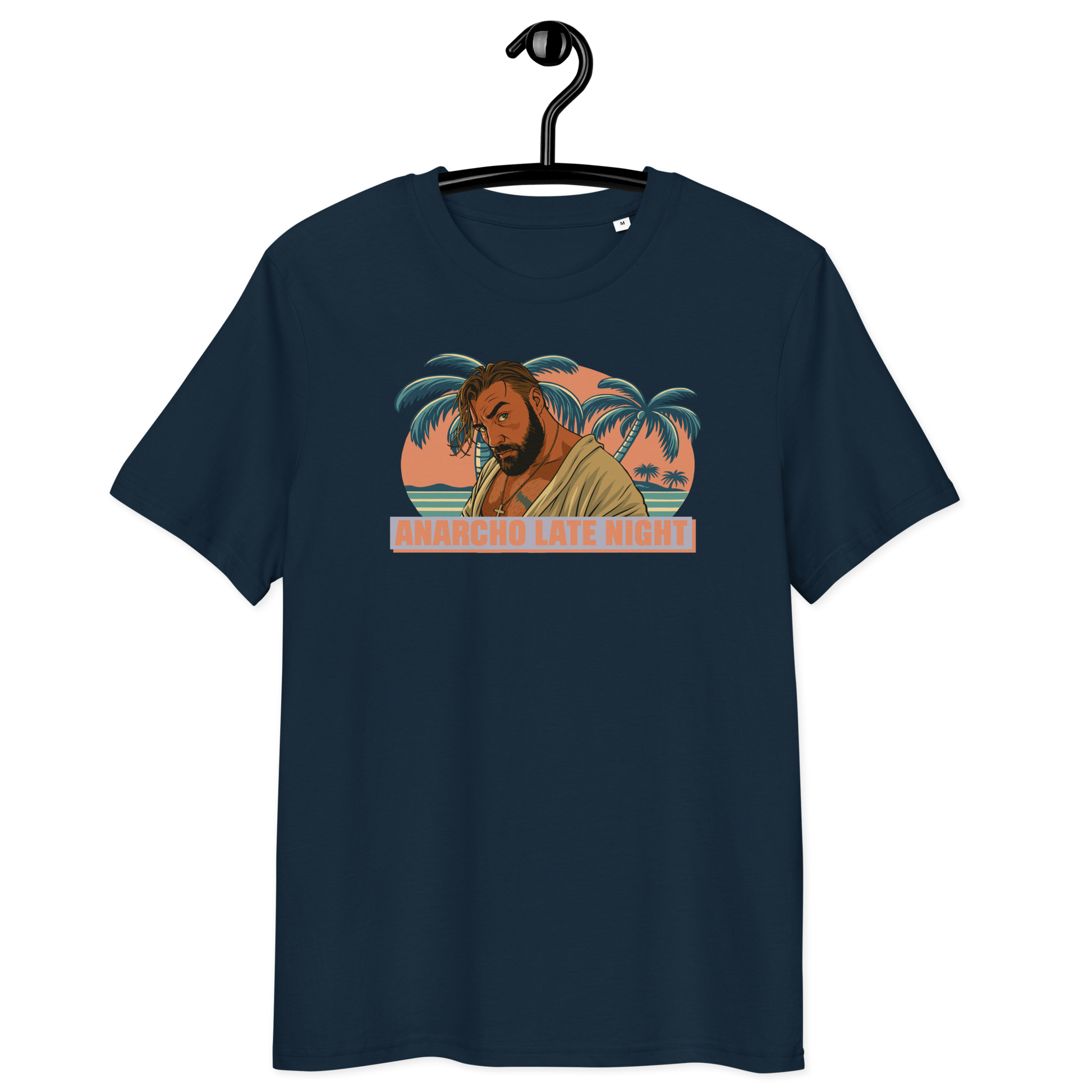 Front view of a navy colored aln t-shirt.