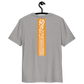 Back view of a heather grey bitcoin t-shirt.