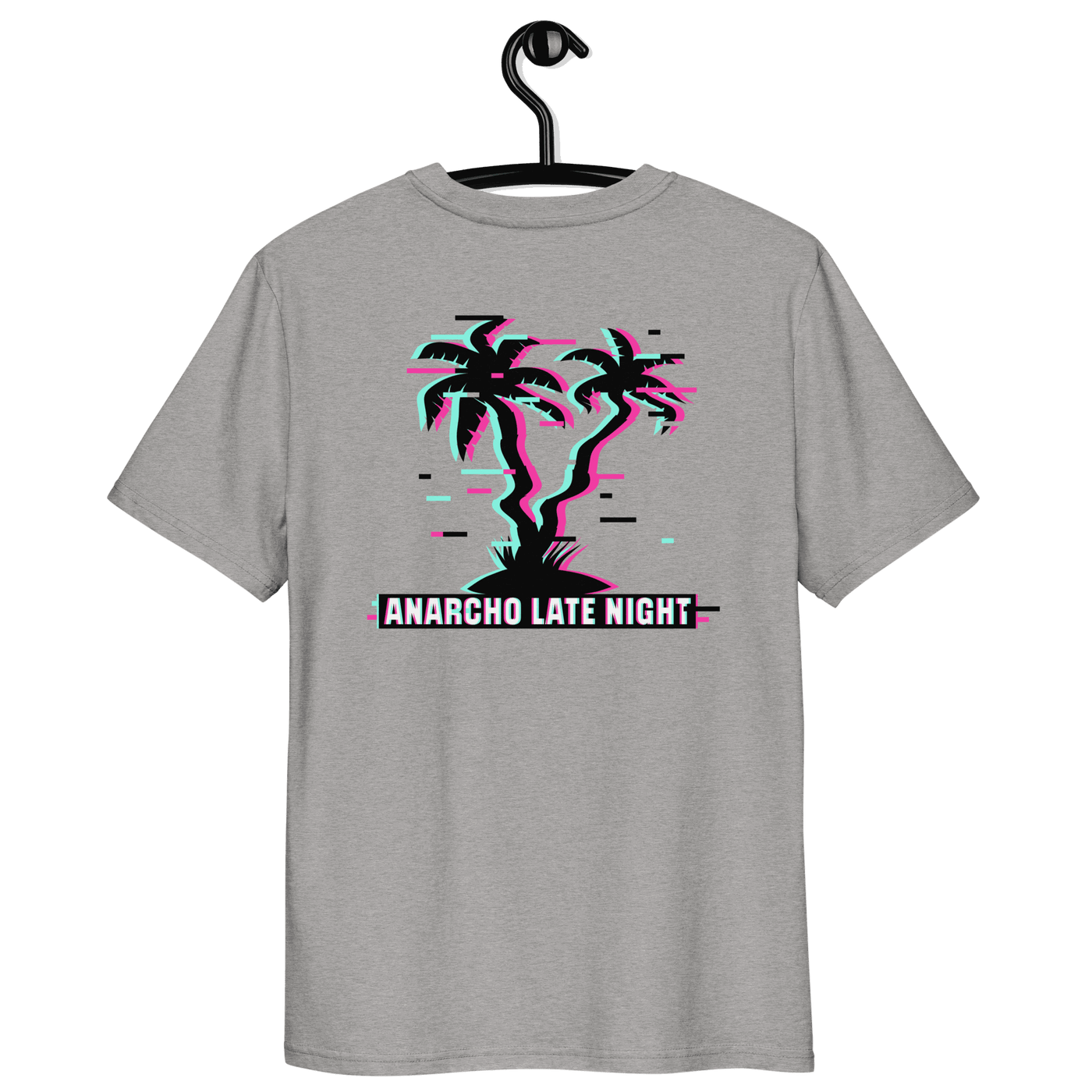 Certification logos for organic Anarcho Late Night cotton shirt including OEKO-TEX, PETA, GOTS, OCS, and GRS