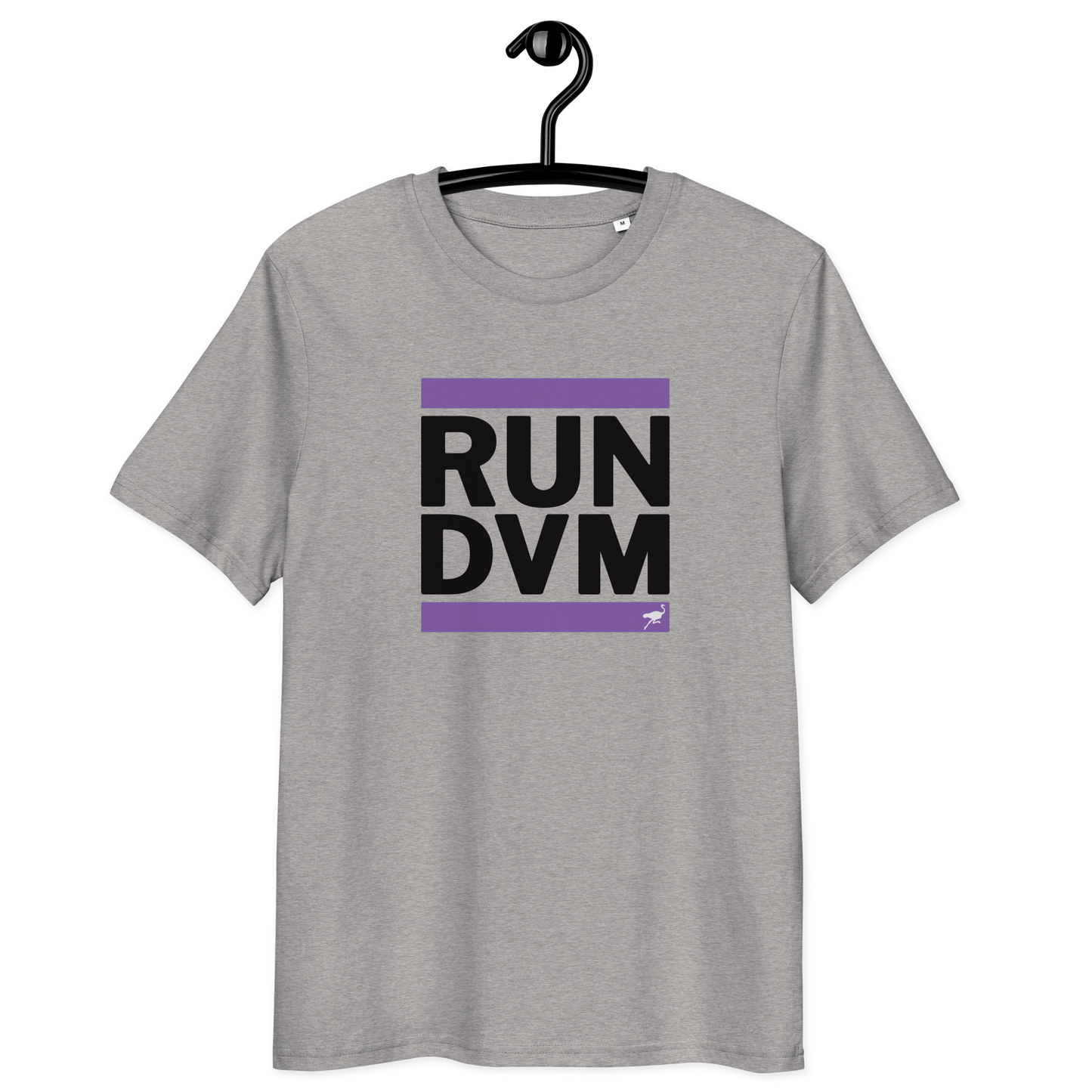 Front view of a heather grey nostr DVM shirt.