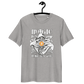 Front view of a heather grey bitcoin t-shirt.