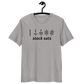 Front view of a heather grey bitcoin t-shirt.