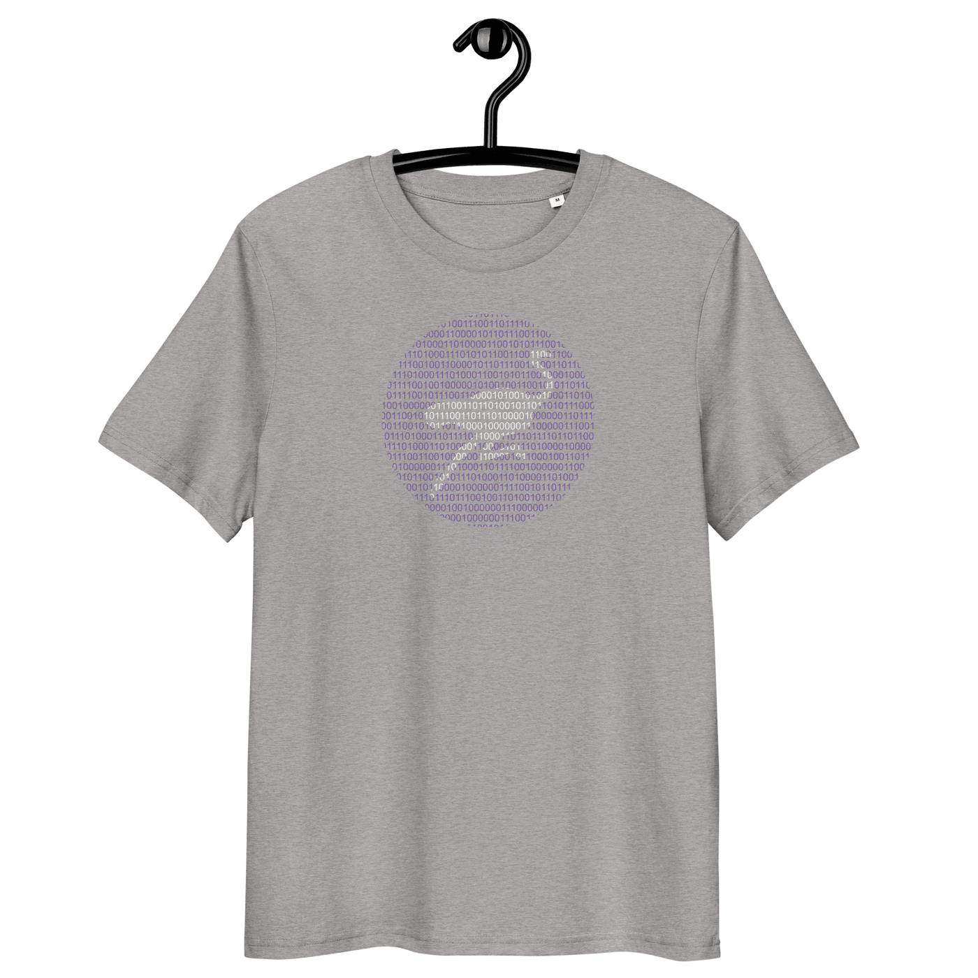 Nostr Binary organic cotton t-shirt with eco-friendly certification logos