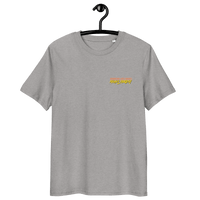 Michael Monday Anarcho Late Night organic cotton t-shirt with certification logos and size chart