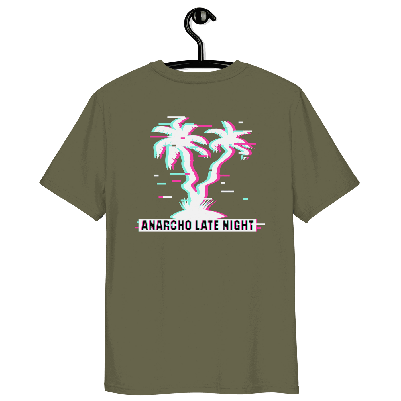 Certification logos for organic cotton Anarcho Late Night shirt including OEKO-TEX, PETA, GOTS, OCS, and GRS.