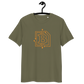 Front view of a khaki bitcoin t-shirt.