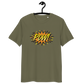 Front view of a khaki bitcoin t-shirt.