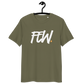 Front view of a khaki bitcoin t-shirt.