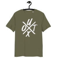 Certification logos for organic cotton bitcoin t-shirt promoting UTXO management