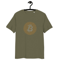 Bitcoin Binary organic cotton t-shirt with technology-inspired design and eco-friendly certifications