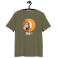 Front view of a khaki bitcoin t-shirt.