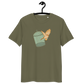 Front view of a khaki bitcoin t-shirt.