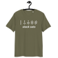 Front view of a khaki bitcoin t-shirt.