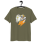 Front view of a khaki bitcoin t-shirt.