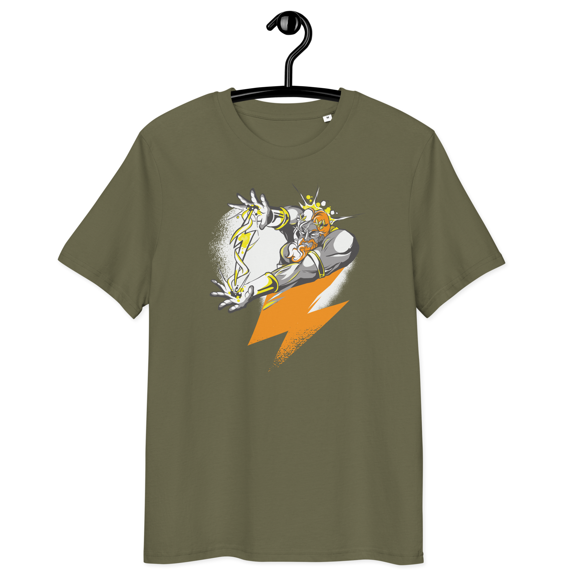 Front view of a khaki bitcoin t-shirt.