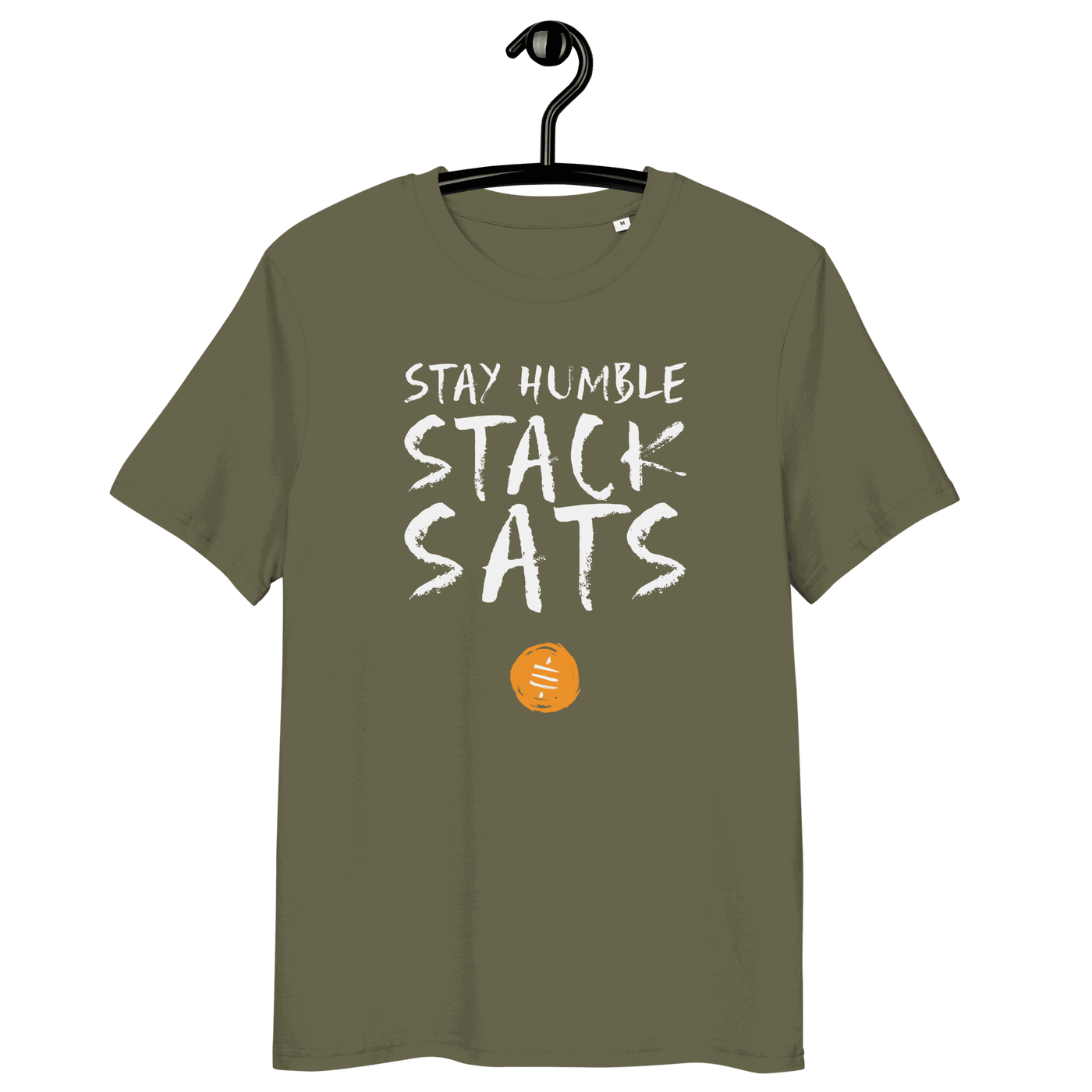 Stay Humble Stack Sats organic cotton Bitcoin t-shirt with eco-friendly certifications