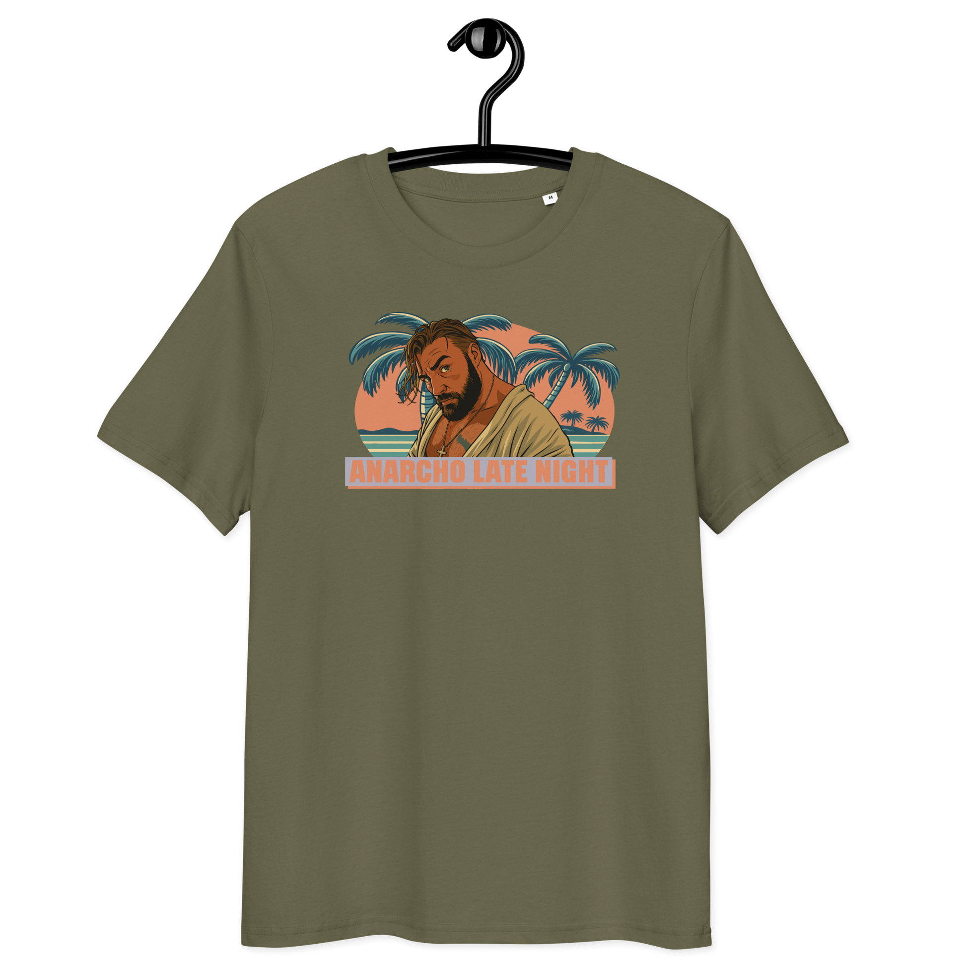 Front view of a khaki aln t-shirt.