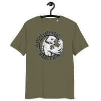 Anarcho Late Night organic cotton t-shirt with OEKO-TEX, PETA, GOTS, OCS, and GRS certification logos