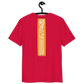 Back view of a red bitcoin t-shirt.
