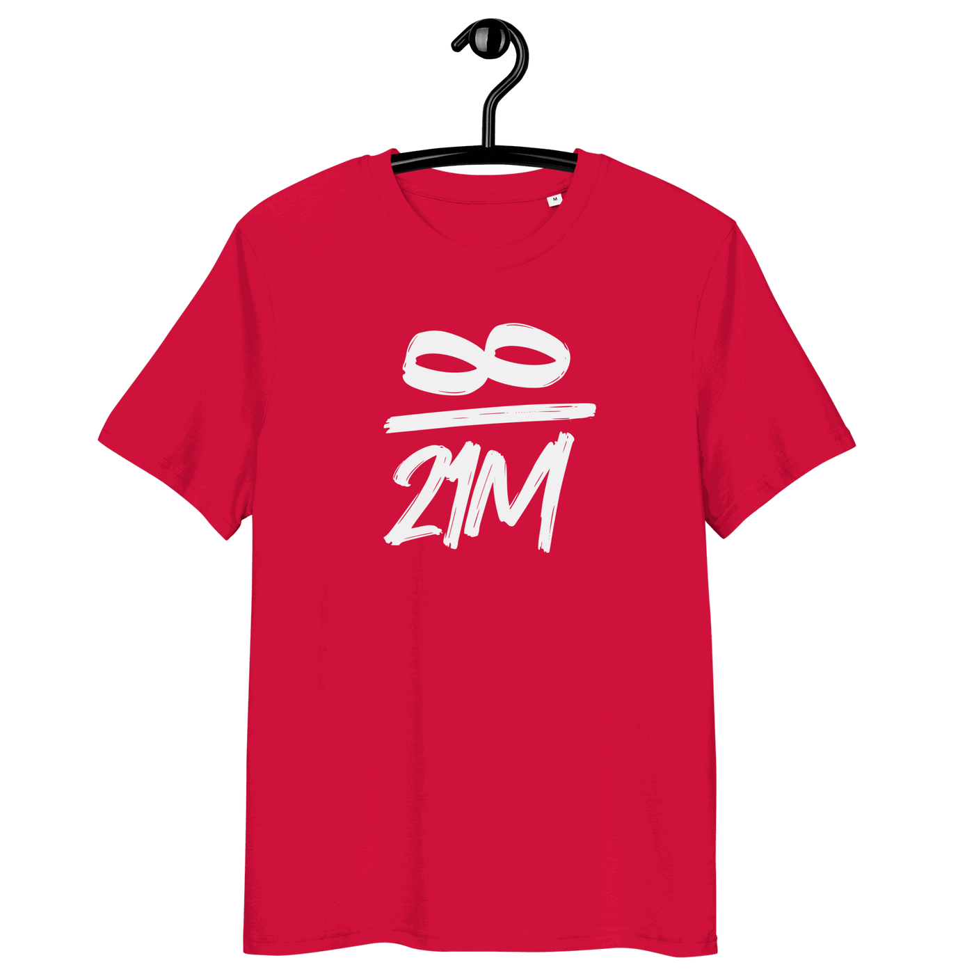 Certified organic cotton 21 Million Bitcoin T-shirt with discreet infinity logo, eco-friendly and unisex fit