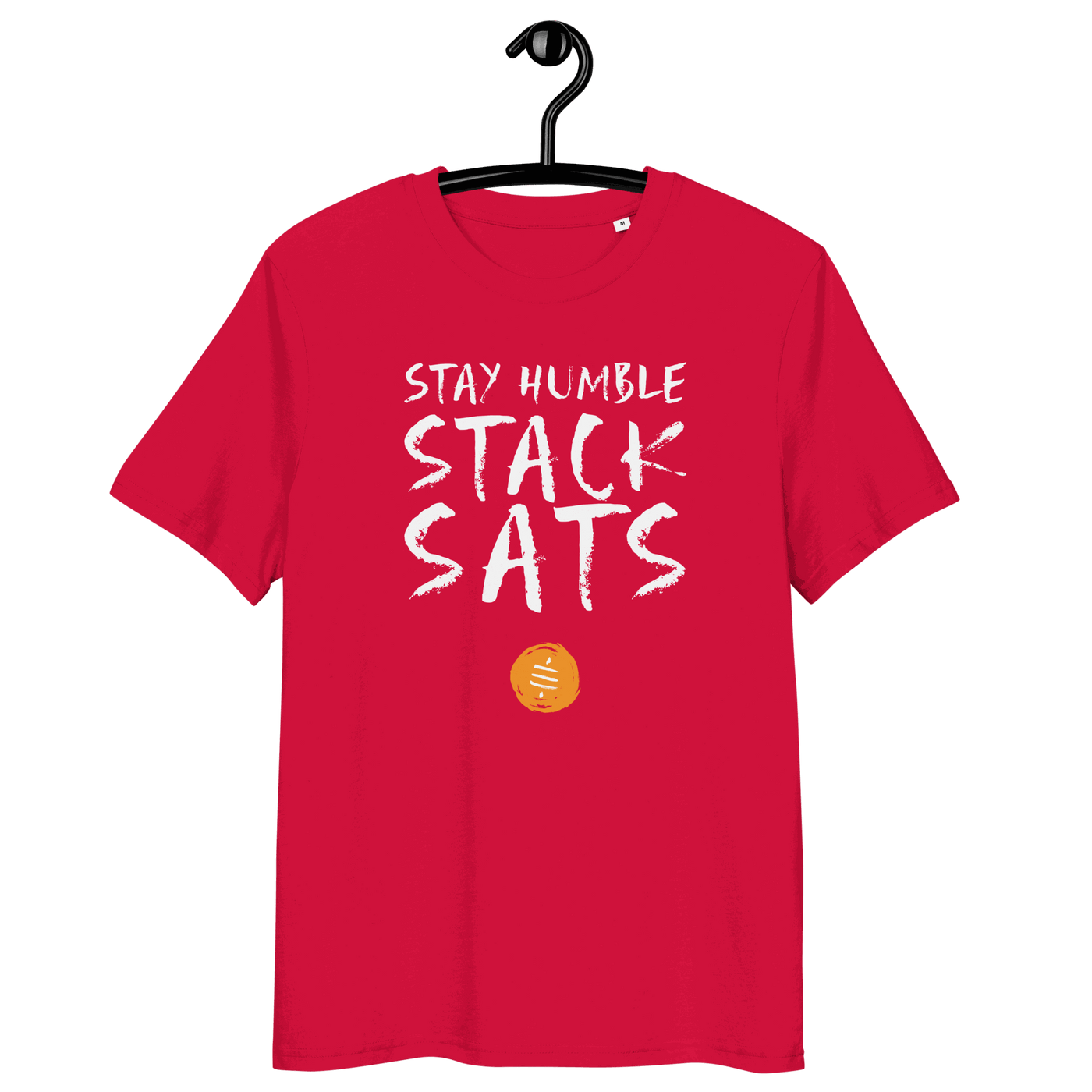 Stay Humble Stack Sats organic cotton Bitcoin t-shirt with eco-friendly certifications