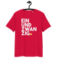 Front view of a red bitcoin t-shirt.