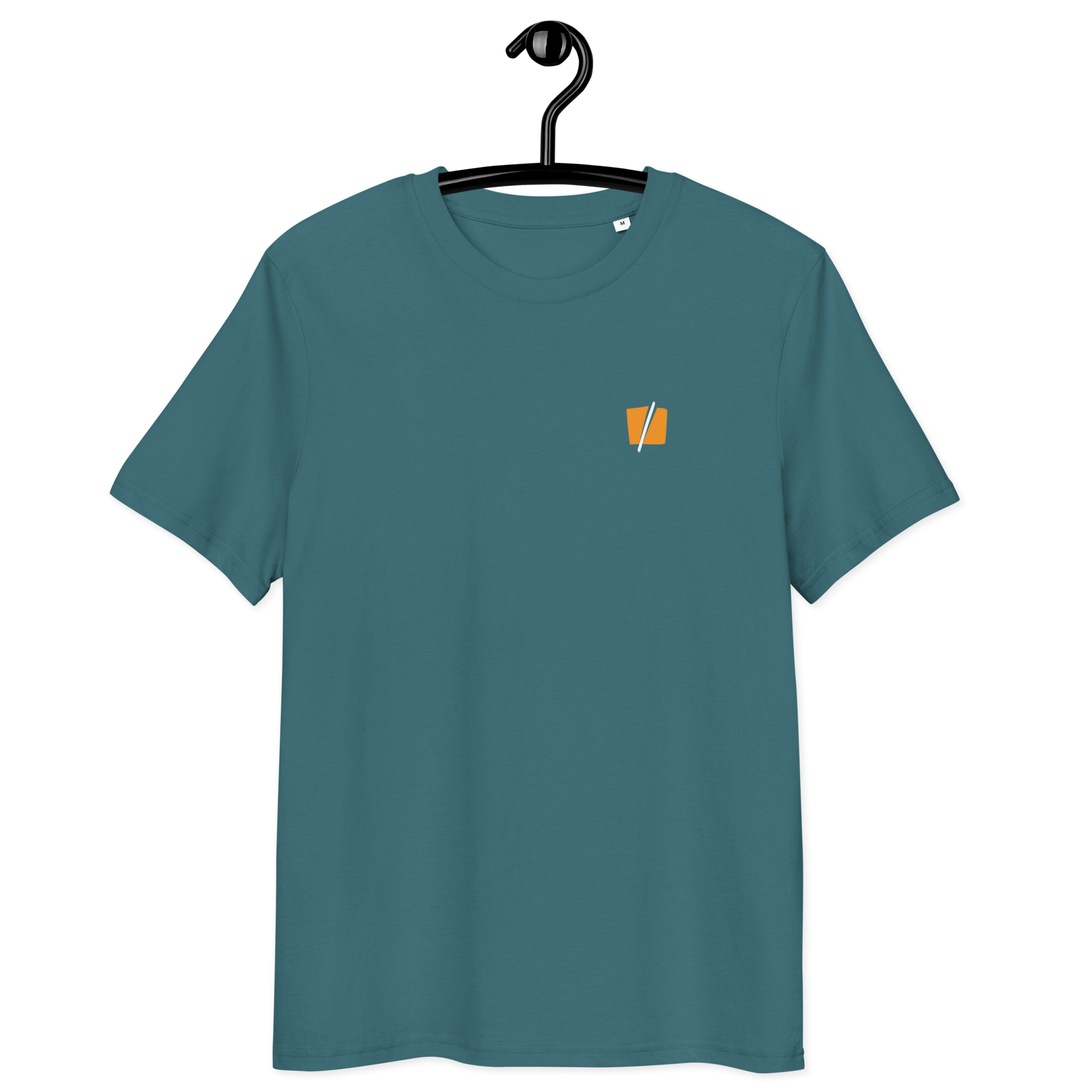 Front view of a stargazer colored bitcoin t-shirt.