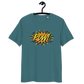 Front view of a stargazer colored bitcoin t-shirt.