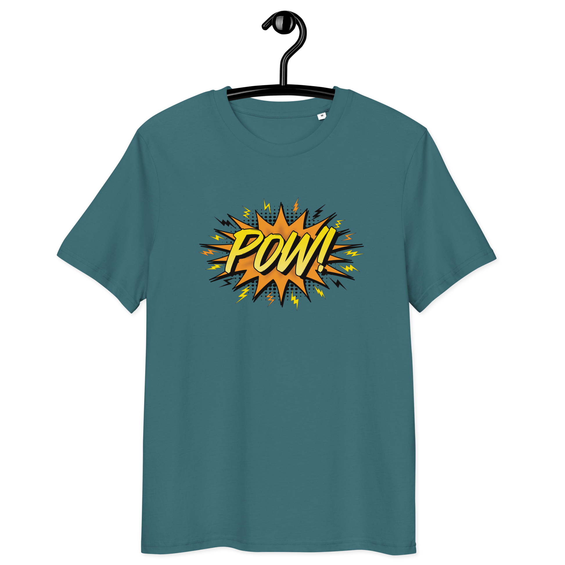 Front view of a stargazer colored bitcoin t-shirt.