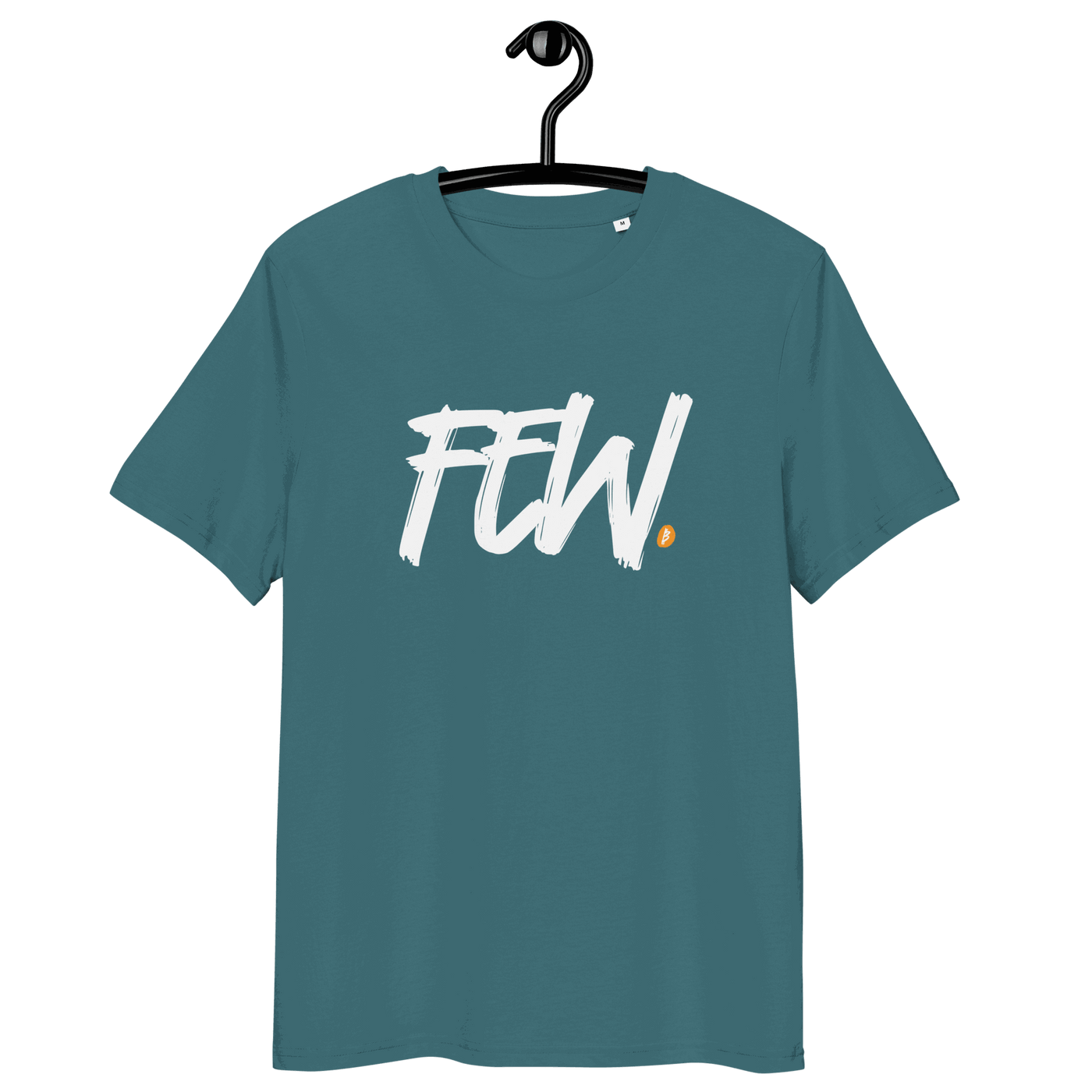 Certification badges for organic cotton bitcoin t-shirt with focus on few understanding bitcoin impact