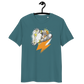 Front view of a stargazer colored bitcoin t-shirt.