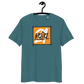 Front view of a stargazer colored bitcoin t-shirt.