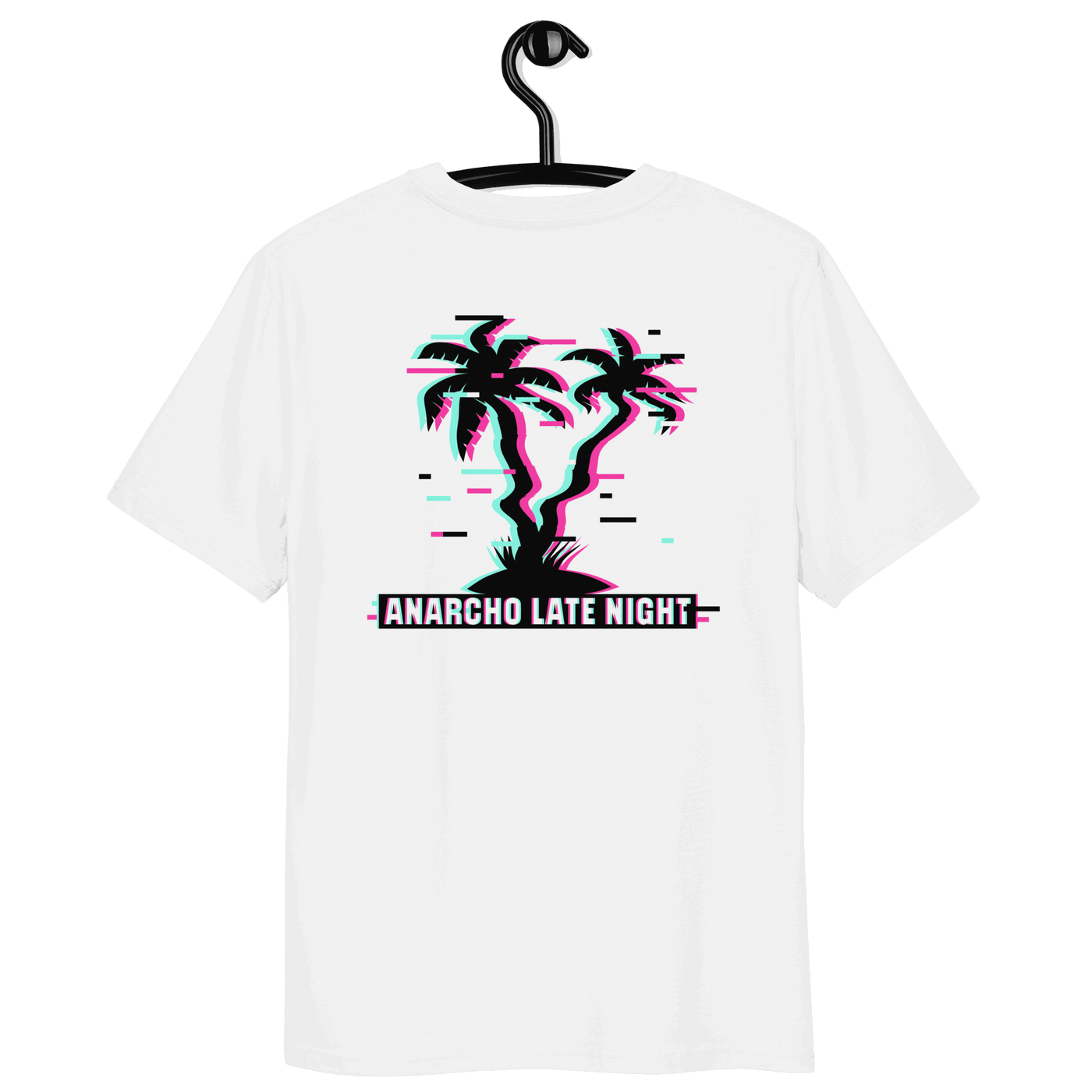 Certification logos for organic cotton Anarcho Late Night t-shirt including OEKO-TEX, PETA, GOTS, OCS, and GRS