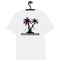 Certification logos for organic cotton Anarcho Late Night t-shirt including OEKO-TEX, PETA, GOTS, OCS, and GRS