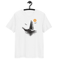 Front view of a white bitcoin t-shirt.