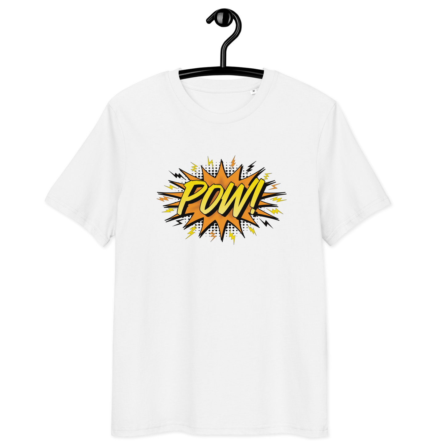 Front view of a white bitcoin t-shirt.