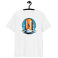 Front view of a white bitcoin t-shirt.