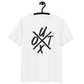 Front view of a white bitcoin t-shirt.