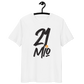 Front view of a white bitcoin t-shirt.