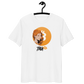 Front view of a white bitcoin t-shirt.