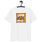 Front view of a white bitcoin t-shirt.